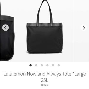 Lululemon now and always tote 25l